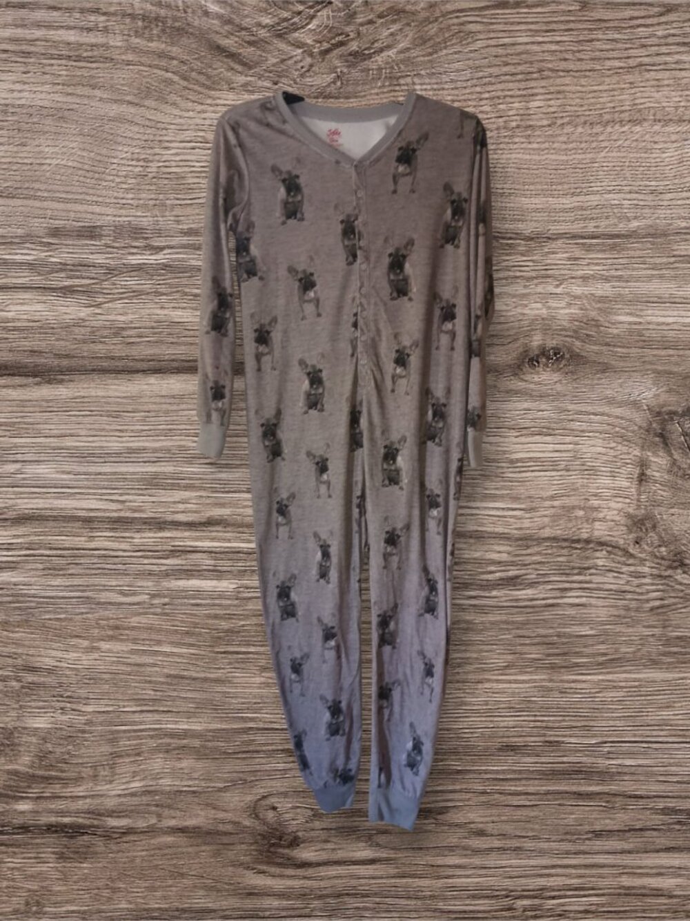 Justice Sleep Girls Large (10/12) French Bulldog Footed One Piece Pajamas